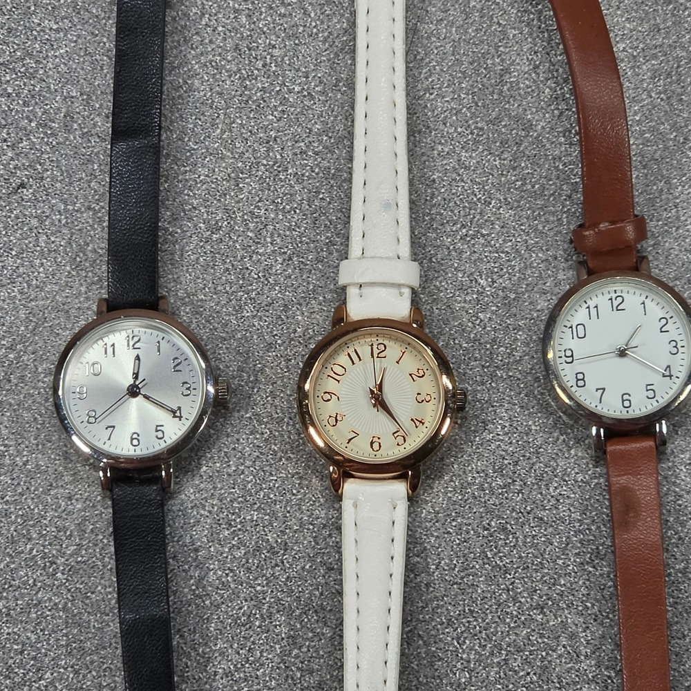 FMD Wrist Watch Set Womens OS Multi Color Good Slim Strap Quartz Analog 3pc